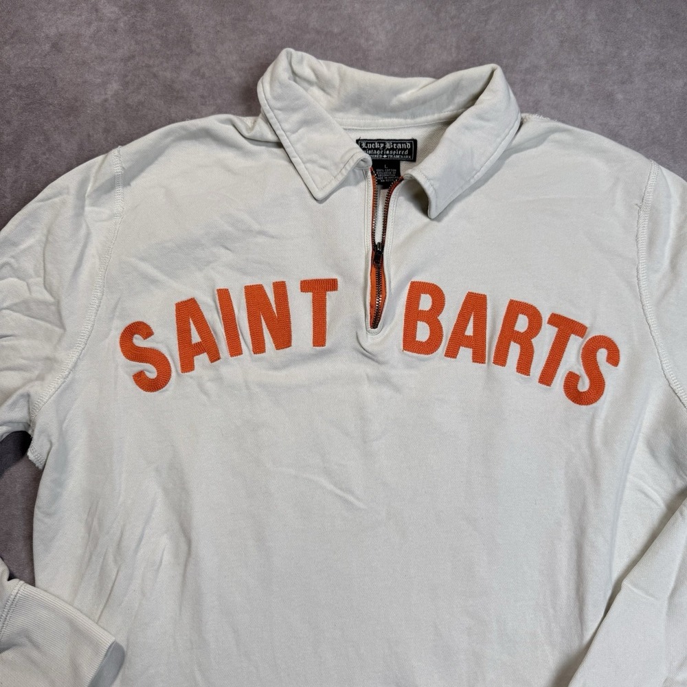 Saint Barts Lucky Brand 1/4 Zip Mock Neck Sweater Pullover Preppy Casual Large *